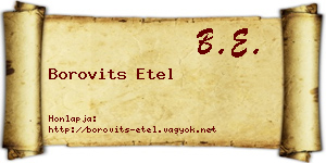 Borovits Etel névjegykártya